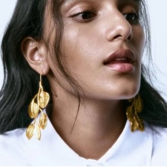 Botanical leaf 🍂 Geometric Earrings - Picture 2 of 6